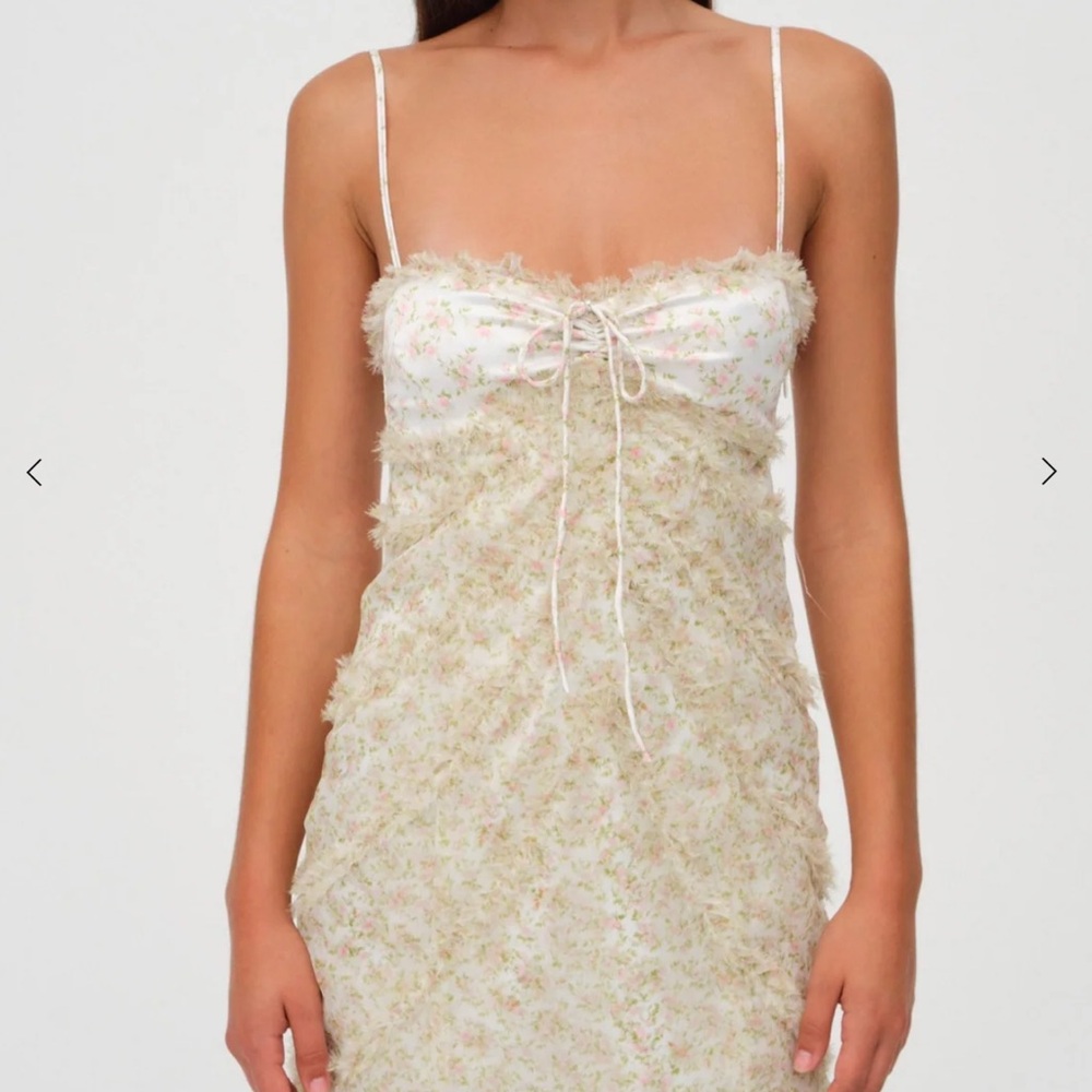 For Love And Lemons Cream Floral Mini Dress